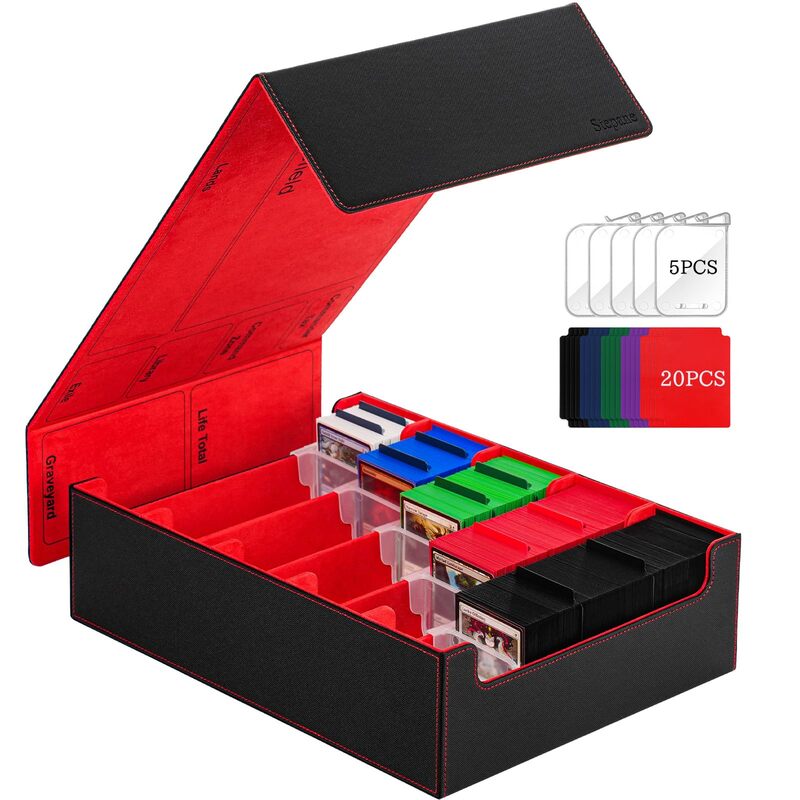 3800+ Capacity Card Storage Box. Includes 20 Dividers, 5 Supporters, Leather Magnetic Closure. Great for YuGiOh & MTG Cards. - V.I.P Digital Presence