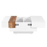 ON-TRANS 31.4 inches x 31.4 inches with sliding tabletop, high gloss center table, hidden storage room white - V.I.P Digital Presence