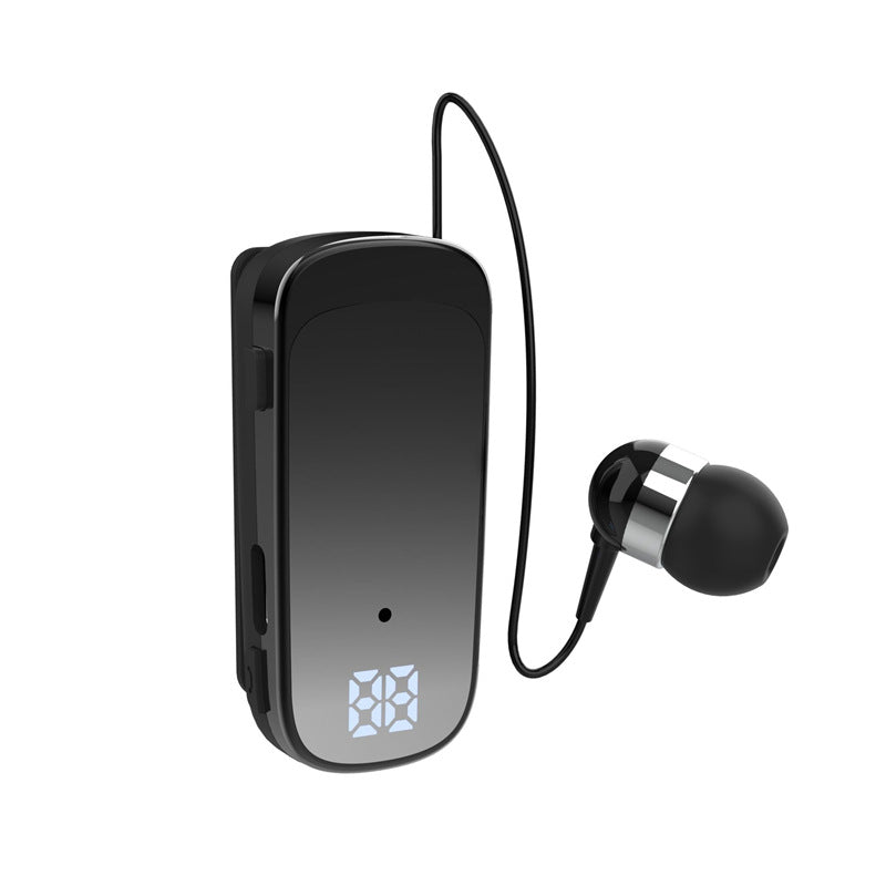 K65 Collar style Telescopic Cable Bluetooth Earphones In Ear Digital Display Long Range Business Single Ear Earphones 5.2 - V.I.P Digital Presence