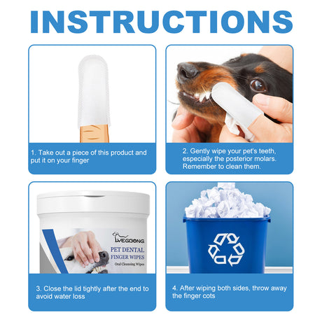 Pet Dental Finger Wipes, Bad Breath Tartar Teeth Yellow Dog Clean Mouth Care Finger Cover - V.I.P Digital Presence