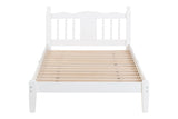 Twin Bed with Column-Decoration Headboard, with Bed Slats,White - V.I.P Digital Presence
