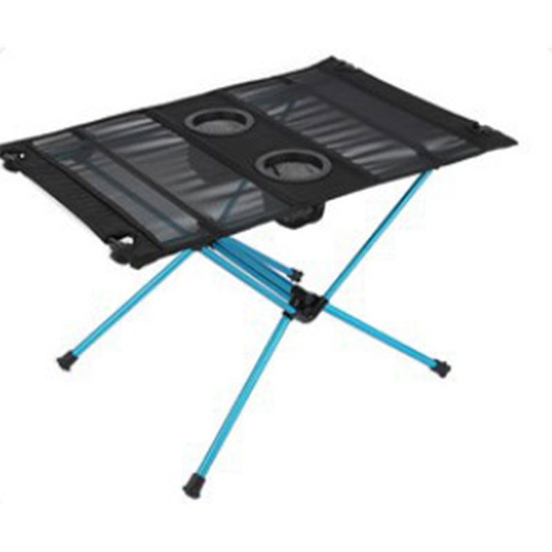 Mesa plegable ultraligera para acampar al aire libre, portátil, para barbacoa, picnic, con agujero para taza y bolsa para teléfono móvil, mesa pequeña