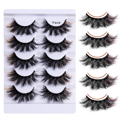 5 Pairs Of Colorful Fried False Eyelashes Multi Layer Thick Cross Mink Like Eyelashes - V.I.P Digital Presence
