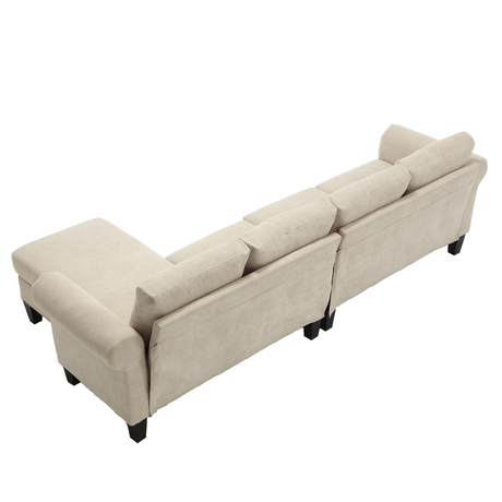 Convertible Sectional Sofa with Storage,L-shaped sofa,Four-seater sofa,Modern Linen Fabric Sectional Couches Beige - V.I.P Digital Presence