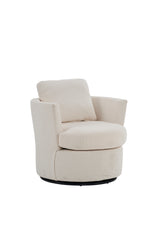 Rotating bucket chair living room comfortable circular sofa chair 360 degree rotating bucket club chair armchair (beige)