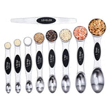 Stainless steel double headed magnetic suction spoon 8-piece set 9-piece set baking tool scale spoon set kitchen seasoning spoon - V.I.P Digital Presence