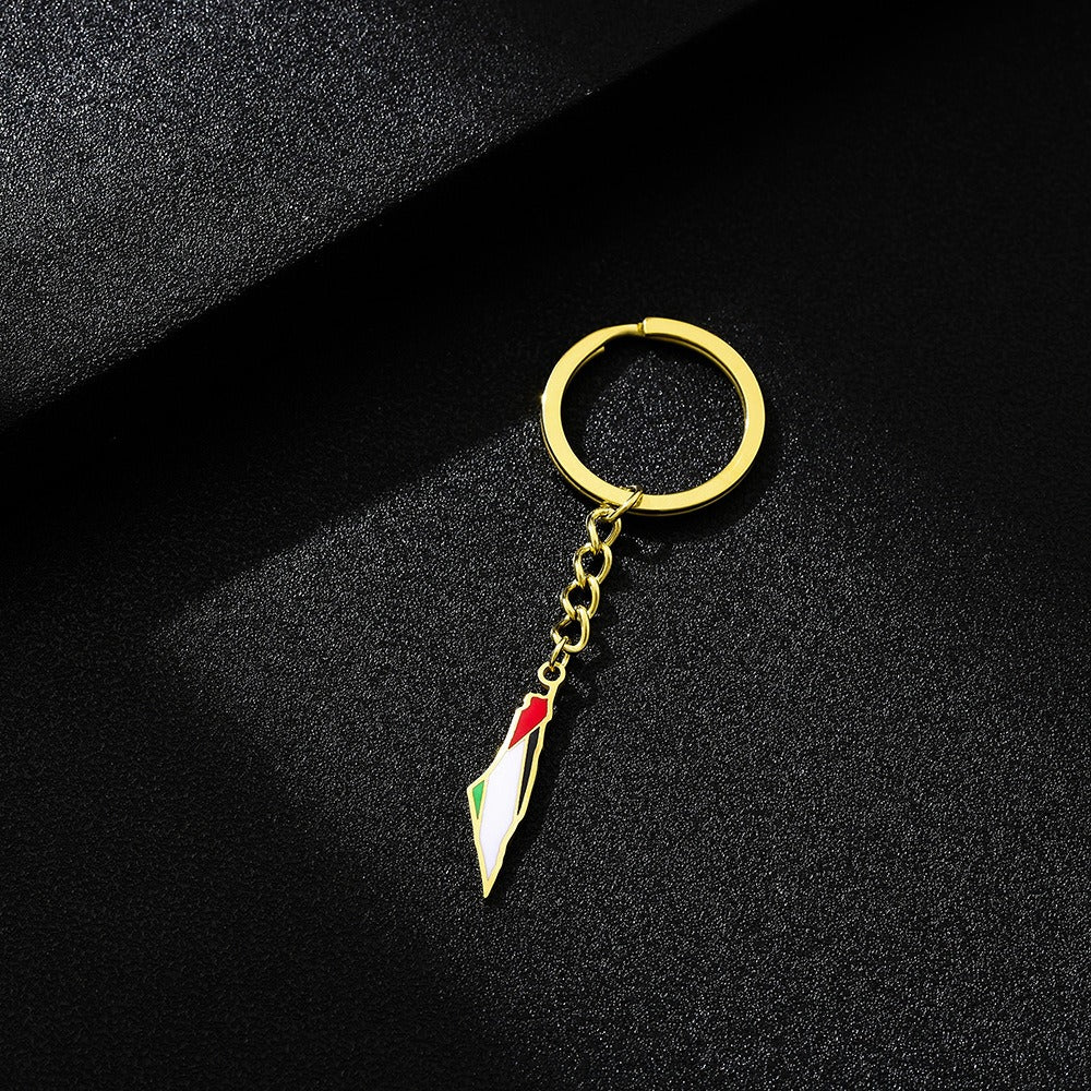 Palestine Israel Map Flag Keychain Accessories Decoration Men's and Women's Ethnic Style Versatile Stainless Steel Accessories - V.I.P Digital Presence