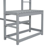 Twin High Loft Bed with Ladder landing Platform, Ladders, Guardrails,Grey