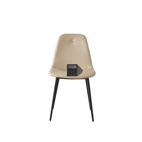 A set of 2 high back dining chairs with PU artificial leather soft cushions and metal legs, decorated with large soft cushions - V.I.P Digital Presence