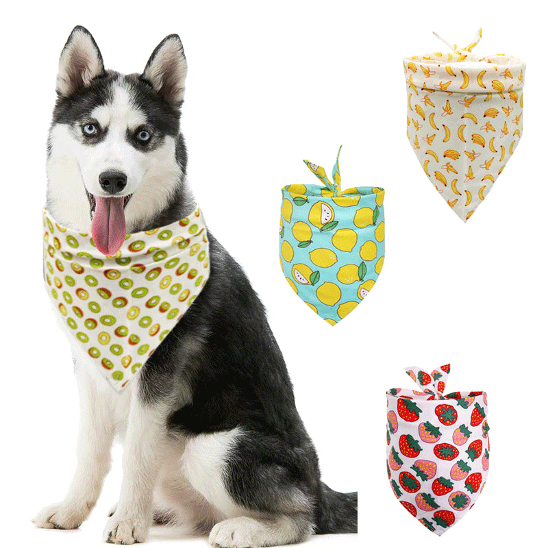 Pet Accessories Summer Pet Drool Towel Fruit Style Pet Scarf Pure Cotton Dog Triangle Scarf - V.I.P Digital Presence