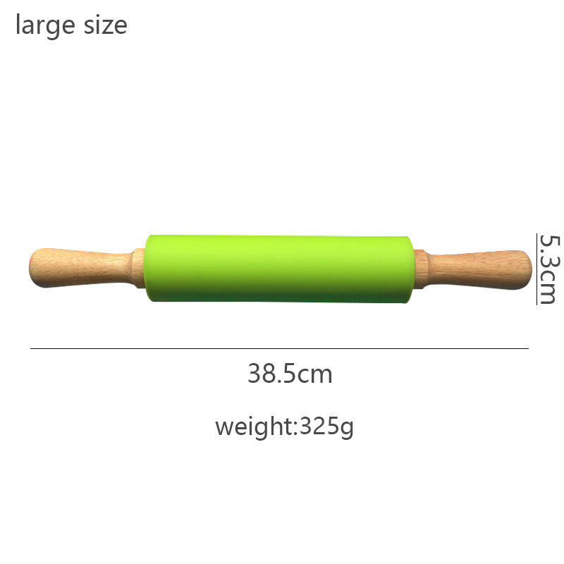 Wooden Handle Silicone Rolling Pin Rolling Pin Roller Flour Pin Small Medium And Large Household Baking Tools And Kitchenware - V.I.P Digital Presence