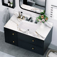 43 inch marble countertop with base rectangular central sink and 4-inch high splash guard, pre drilled 8-inch faucet hole ，white - V.I.P Digital Presence