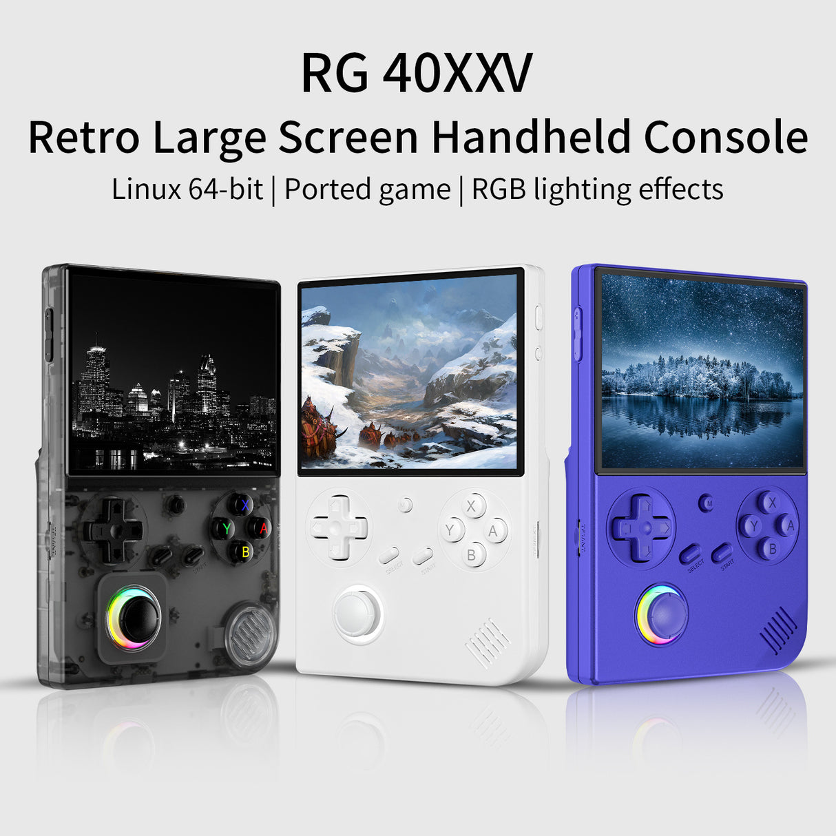 ANBERNIC's new RG40XXV vertical version retro portable handheld game console with lighting effect connected to power regard - V.I.P Digital Presence