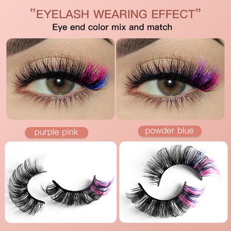7 Pairs Of Colorful Fried Eyelashes Multi-Layer Thick Cross Mink Hair Imitation D Color Mix 7 - V.I.P Digital Presence
