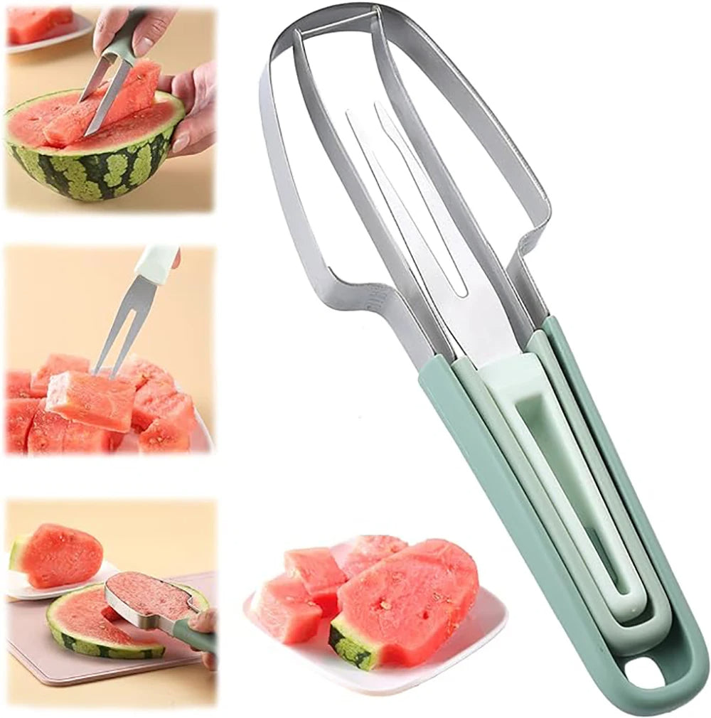 3-in-1 Watermelon Cutter Stainless Steel Fruit Carving Knife Multi-functional Melon Fork Slicer Tool for Camping Kitchen Gadgets - V.I.P Digital Presence