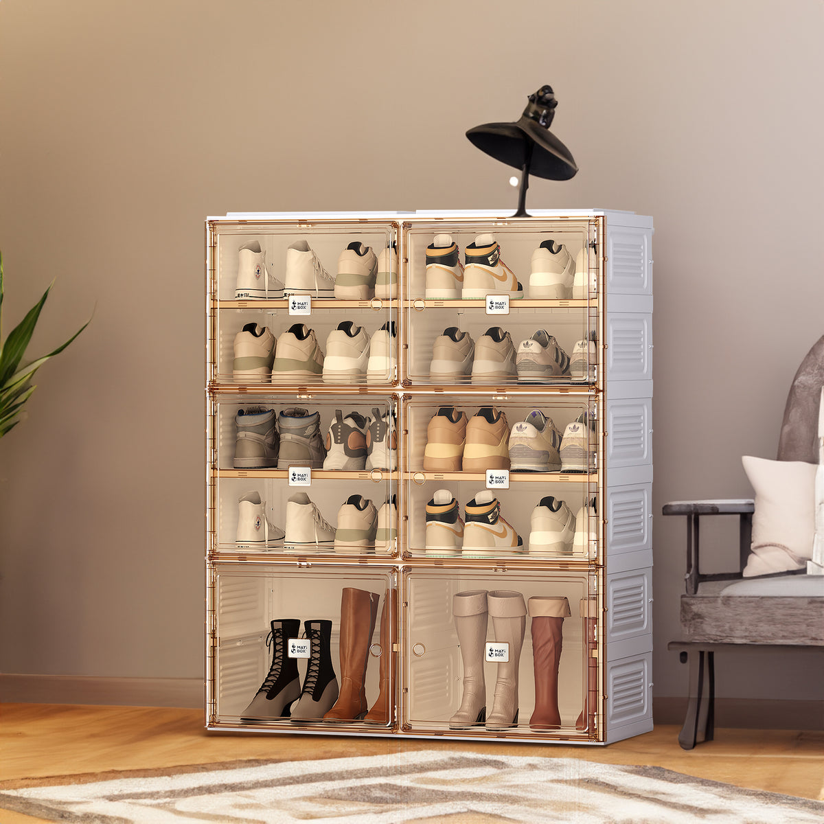 Portable Shoe cabinet Living Room,Stackable Storage Organizer Cabinet with Doors and Shelves,Shoe Box for Closet - V.I.P Digital Presence