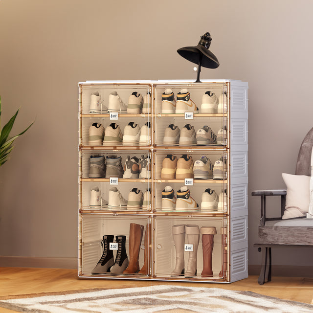 Portable Shoe cabinet Living Room,Stackable Storage Organizer Cabinet with Doors and Shelves,Shoe Box for Closet - V.I.P Digital Presence