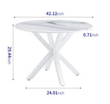 42.1 "White dining table for 4-6 people medieval dining table with circular Mdf tabletop leisure coffee table
