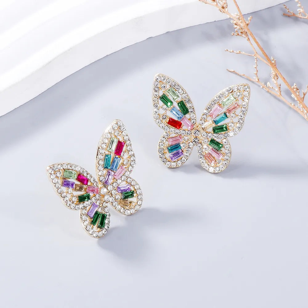 Alloy Inlaid Rhinestone Butterfly Earrings - V.I.P Digital Presence