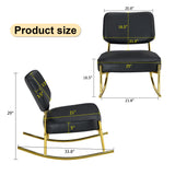 PU material cushioned rocking chair unique rocking chair cushioned seat black backrest rocking chair and gold metal legs