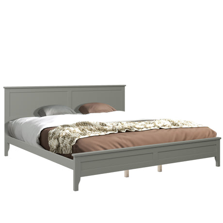 Modern Gray Solid Wood King Platform Bed - V.I.P Digital Presence