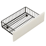 Twin Size Daybed with Storage Drawers, Upholstered Daybed with Charging Station and LED Lights, Beige