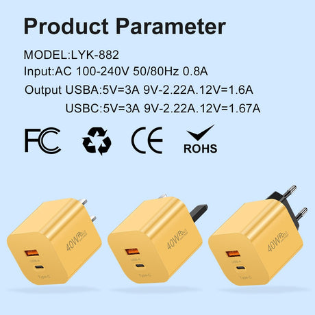 Fast charging mobile phone PD40W charging head type-c PD port European, American and British standard speed adapter charger - V.I.P Digital Presence