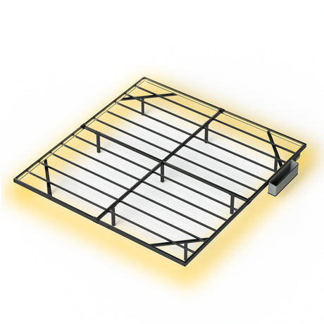 Floating Bed Frame King Size with LED Lights ＆ charging station, Metal Platform Queen Bed, 79.9'' L x 76.2'' W x 7.9'' H. - V.I.P Digital Presence