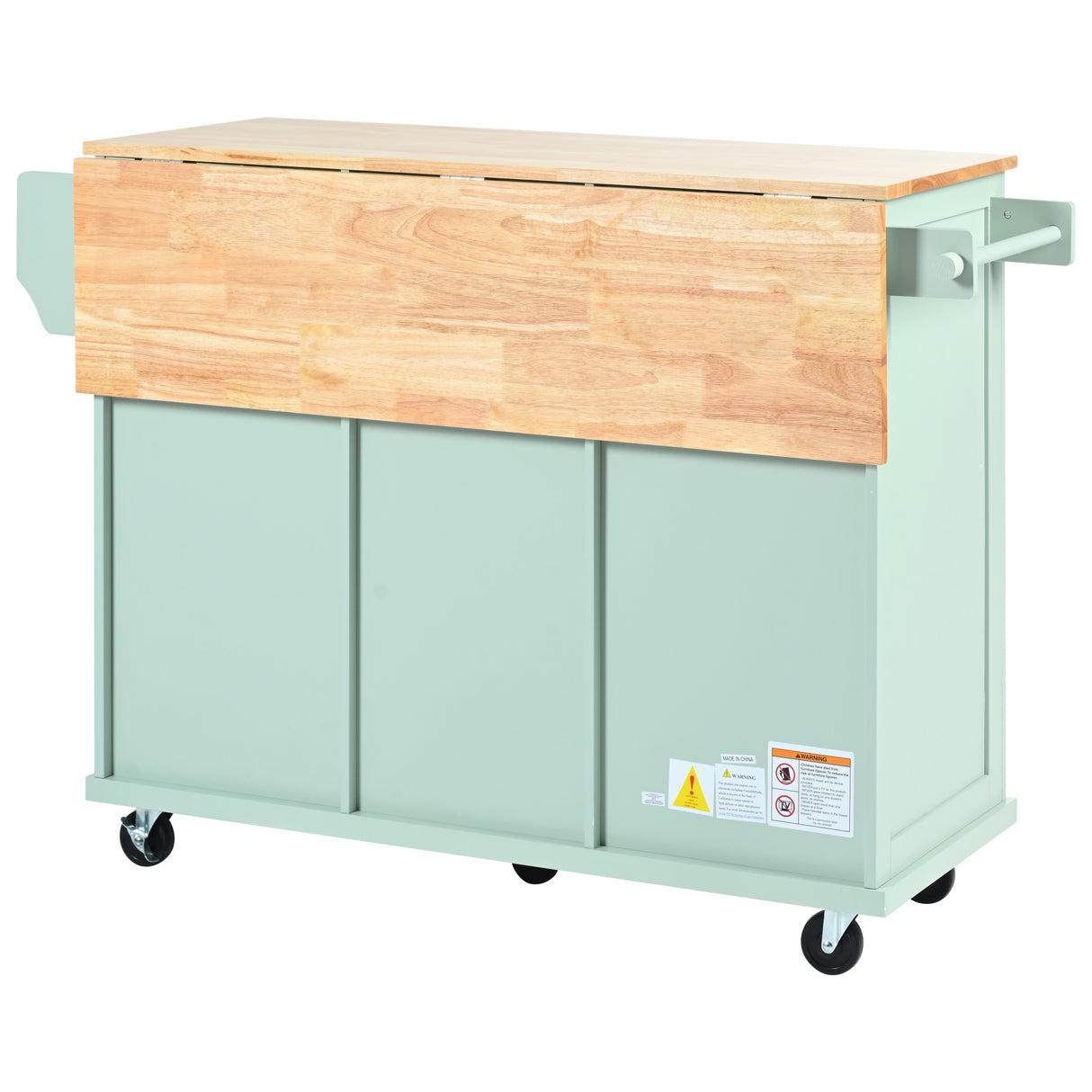 Kitchen trolley, cabinet door internal storage rack with storage cabinet and 3 dining room drawers, mint green - V.I.P Digital Presence