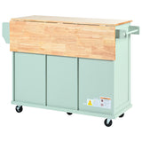 Kitchen trolley, cabinet door internal storage rack with storage cabinet and 3 dining room drawers, mint green - V.I.P Digital Presence
