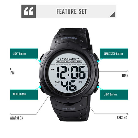 SKMEI 10 Years Battery Men's Watch 100M Waterproof Alarm Clock Sport Watches LED Digital Man Wrist Watch relogio masculino 1560 - V.I.P Digital Presence