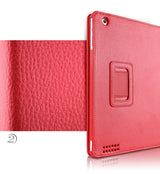 Funda con tapa automática para iPad 2, 3 y 4 de Apple, de piel sintética tipo lichi, con soporte inteligente y función atril.