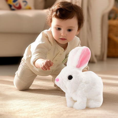 2025 Upgraded Interactive Bunny Toy. Hops, walks, talks, shakes ears. Plush Gift for Kids (Grey). - V.I.P Digital Presence
