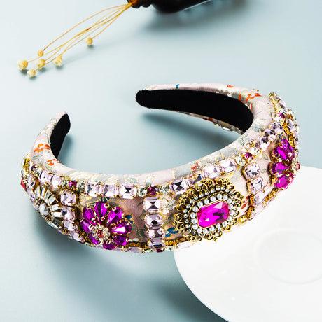 Hair Hoop Baroque Court Style Heavy Industry Full Drill Hoop Thickened Sponge Embroidery Wide-Brimmed Prom Hair Accessories - V.I.P Digital Presence