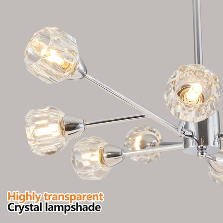 Modern Crystal Chandeliers, 9 Lights Chrome Chandelier for Living Room Bedroom (Bulbs Not Included) - V.I.P Digital Presence
