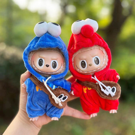 Clothing only] First and second generation keychains Labubu clothing pendant canvas shoulder bag sesame bird two-piece set - V.I.P Digital Presence
