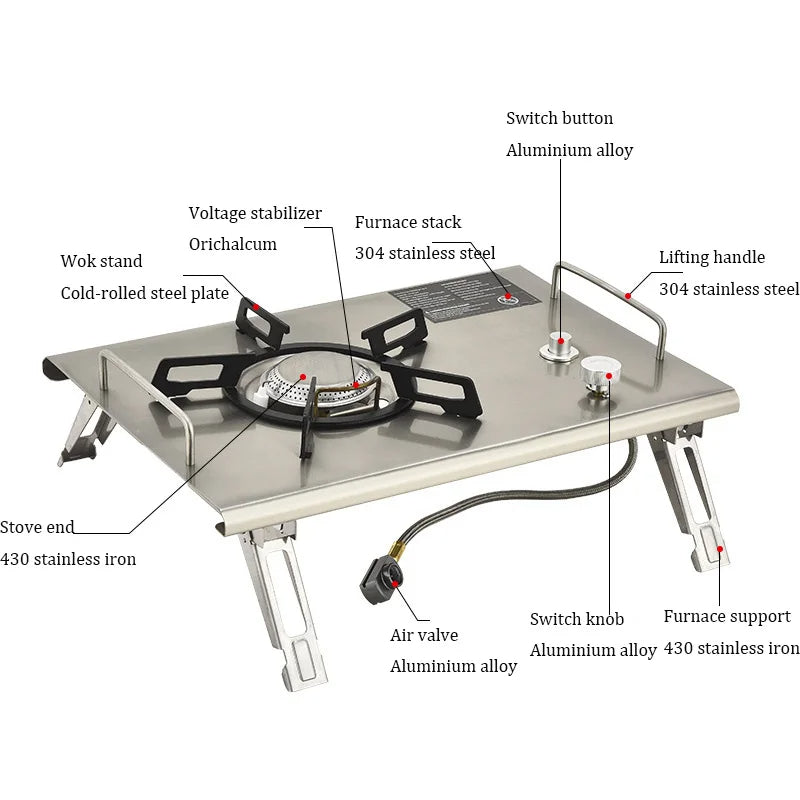 Camping Gas Stove Foldable IGT Gas Stove 4000W Stainless Steel Camping Table Stove Portable Outdoor Picnic Desktop Furnace - V.I.P Digital Presence