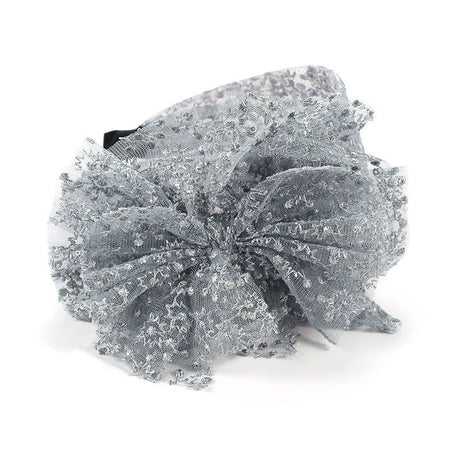 Fashionable oversized solid color lace bow headband - V.I.P Digital Presence
