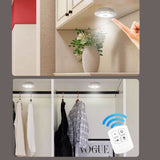 Lámpara LED COB superbrillante de 3 W para debajo del gabinete, con control remoto inalámbrico y regulable, ideal para el hogar, el dormitorio, el armario y la cocina.