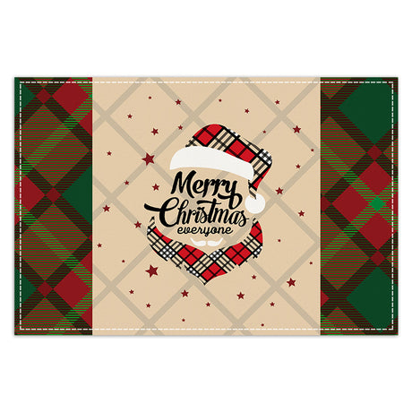 Christmas table mat with white linen snowman checkered print - V.I.P Digital Presence