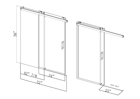 68 to 72 inches wide x 76 inches high frameless soft closing shower door 3/8 inches (10mm) thick brushed nickel solid glass 22D0 - V.I.P Digital Presence