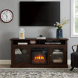 Contemporary TV Media Stand Modern Entertainment Console with 18" Fireplace Insert for TV Up to 65" with Open - V.I.P Digital Presence