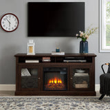 Contemporary TV Media Stand Modern Entertainment Console with 18" Fireplace Insert for TV Up to 65" with Open - V.I.P Digital Presence