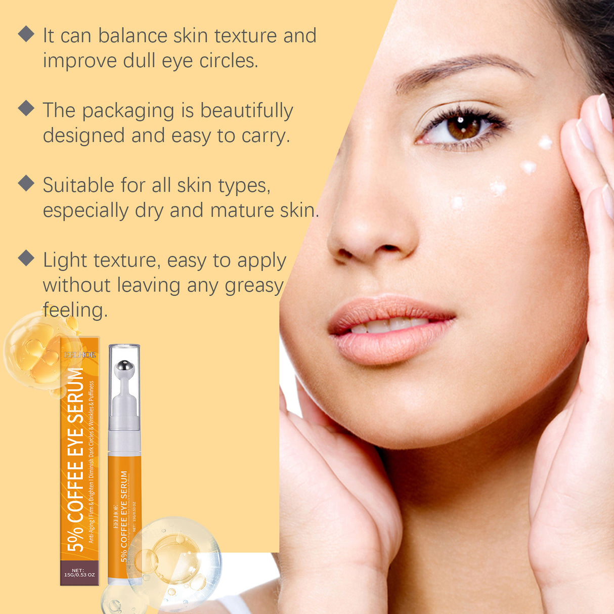 Caffeine Eye Cream Moisturizes The Skin Around The Eyes, Hydrates, Restores, Nourishing And Firming Eye Care Cream