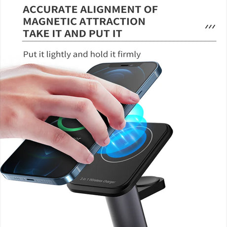 15W 3 In 1 Magnetic Wireless Charger Fast Charge Desktop Dock For iPhone 13 12 Pro Max Mini Airpods Apple Watch 7 6 5 4 3 Stand - V.I.P Digital Presence