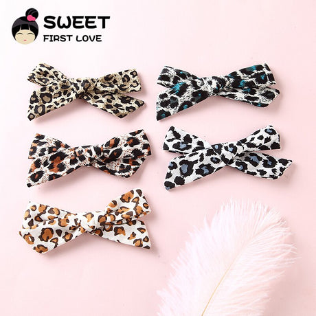5pcs/lot Girls Leopard Fabric Bow Hairpins Soft Bowknot Hair Clips Children Customized Gift Simple Hair Accessories Headwear - V.I.P Digital Presence