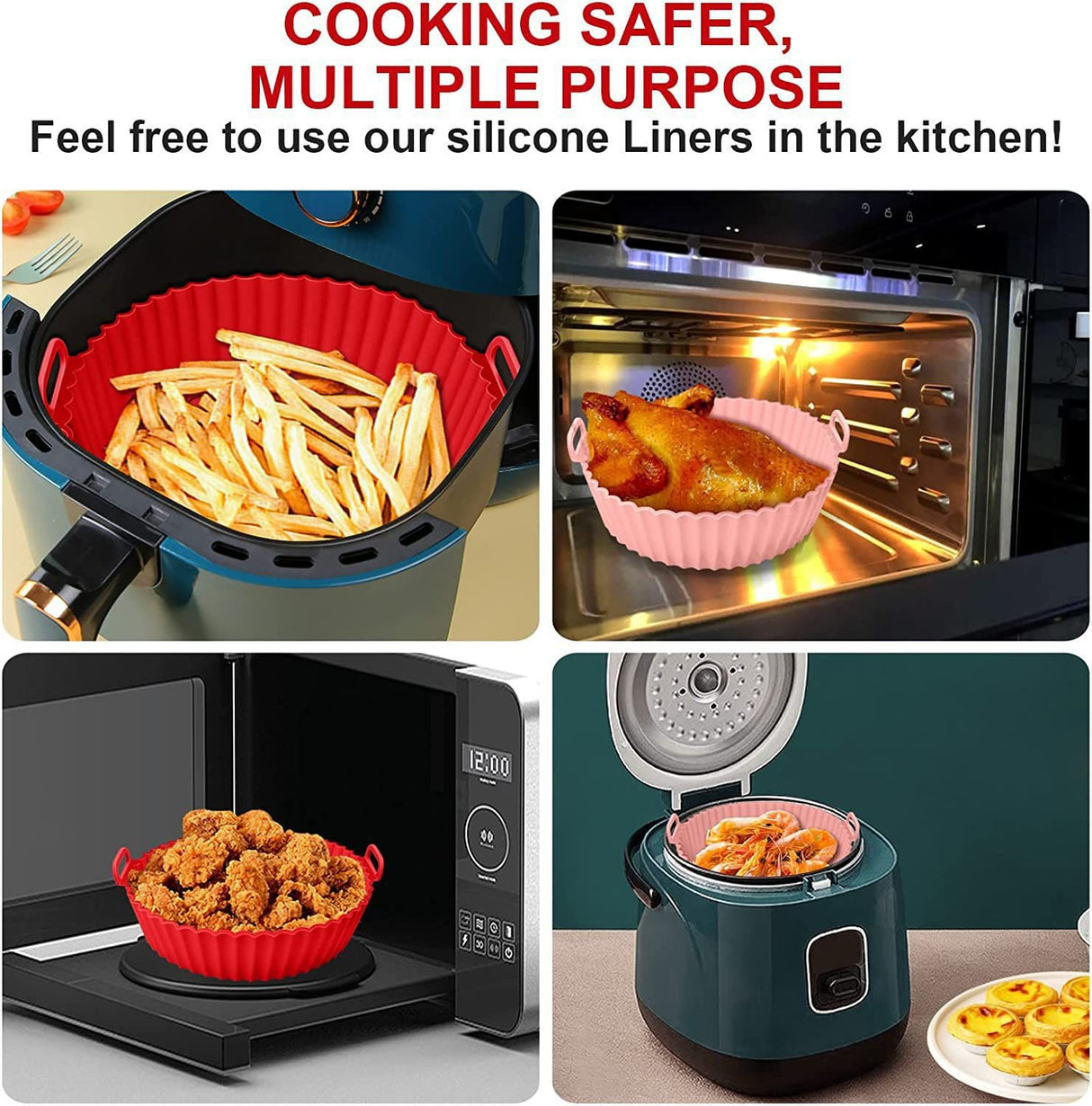 Foldable AirFryer Silicone Pot fryer silicone baking tray mat, heat-resistant, food grade - V.I.P Digital Presence