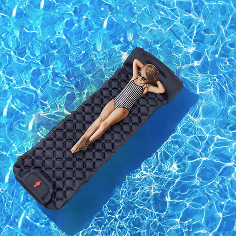 Colchoneta inflable doble para dormir para exteriores, con almohada y bomba incorporadas, para acampar, hacer mochilerismo y hacer senderismo.
