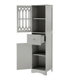 Tall Bathroom Cabinet, Freestanding Storage Cabinet with Drawer and Doors, MDF Board, Acrylic Door, Adjustable Shelf, Grey - V.I.P Digital Presence