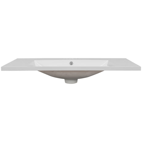 36" Single Bathroom Vanity Top with White Basin  3-Faucet Holes Ceramic  White - V.I.P Digital Presence